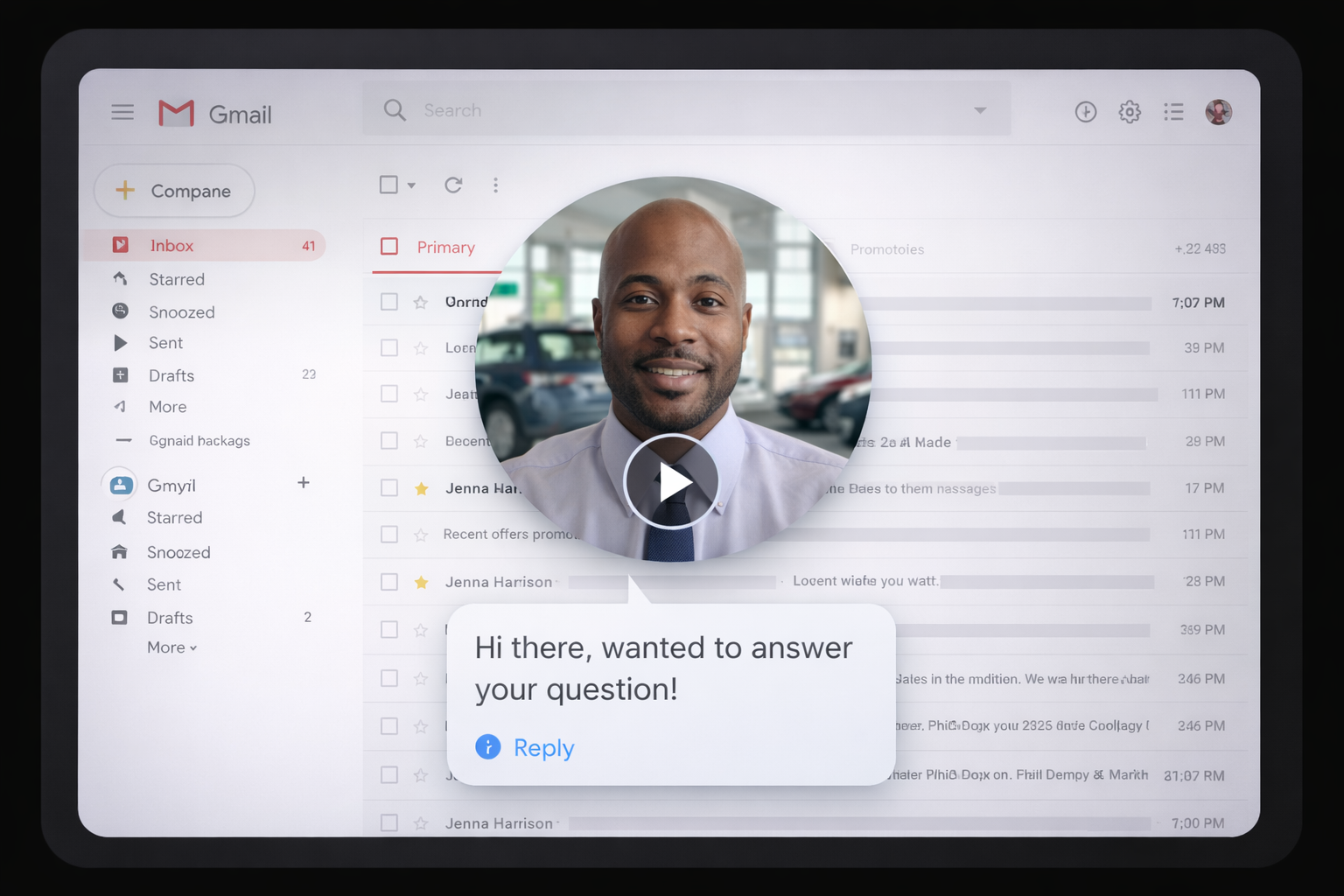 Personalized email video preview